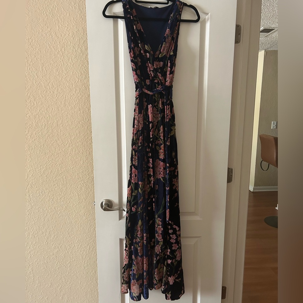 Baltic Born Lennon Navy Velvet Floral Dress
